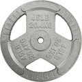 HulkFit 1 inch or 2 inch Cast Iron Weight Plate Set with Multi-Grip Handles and Enamel Coated for Barbells & Strength Training - Grey - style: 1in - 45lbs (SINGLE)