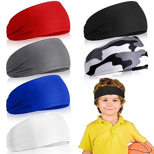 Deekin 6 Pcs Sweatbands for Kids Soccer Headbands Boys for Sports Breathable Sweat Wicking Headband for Kids Athletic Baseball Football Youth 5-15 Years Old - color: Colorful