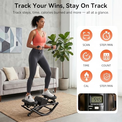 Rocking Steppers Side to Side for Full Body Workout, Quiet Lateral Stair Stepper at Home or Outdoor with Resistance Bands & Non-Slip Mat, 330 LBS Loading Capacity Exercise Equipment