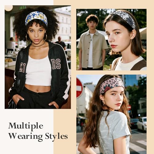 HSEM Boho Headbands for Women 6-Pack – Non-Slip Wide Head Bands, Thick Elastic Hair Bands – Large Knotted Soft Stretchy Sweatbands for Running, Yoga, Makeup, Washing Face, Spa & Workout - color: X-Colorful-2-12