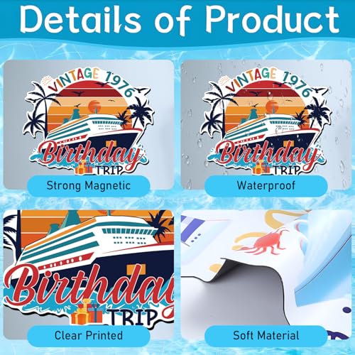Wxiben 18 Pcs 60th Birthday Cruise Door Magnets Ship Decorations Magnetic | Vintage 1966 Birthday Magnet Stickers, Strong Magnet Grip, Firm Sticking, for Carnival, Party, Fridge, Stateroom Cabin Door - style: 60th Birthday