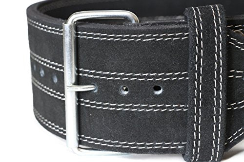SERIOUS STEEL FITNESS Leather Weight Lifting Belt | Powerlifting, Weightlifting & Exercise Belt | 4" Wide & 10mm Thick - color: Single Prong, size: Large