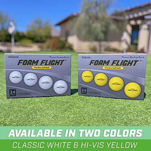 GoSports Foam Flight Practice Golf Balls - Choose White or Yellow - Pack of 24 Limited Flight Training Balls - color: White