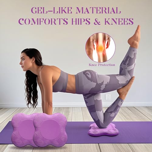 2 Packs Yoga Knee & Elbow Cushions - Extra Thick Foam for Knees, Elbows, Wrists, Hands & Head - Pilates & Kneeling Pads - Support Foam Pads for Women & Men - color: purple