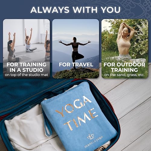 Mantra Yoga Travel PRO 1.5mm with Knee Pad - Foldable Fitness & Exercise Mat with Bag | Lightweight, Compact & Eco-Friendly | Non-Slip & Washable | For All Types of Yoga | 72" L x 24" W | 2.6 lbs - color: Blue Mandala