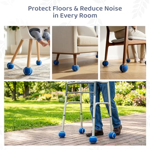 ANCKNE Walker Tennis Balls Precut Tennis Balls for Walkers 4PCS Walkers Legs Universal Precut Glide Balls, Heavy Duty Long Lasting Felt Pad Glide Coverings for Furniture Legs and Floor Protection - color: Blue