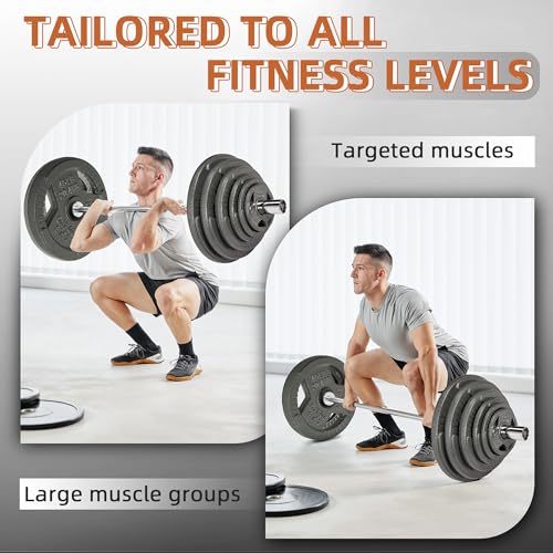 Fitvids 2 Inch Olympic Barbell Weight Plates, 2.5 LB to 45 LB Plates for Home Gym Strength Training, Triple-handle Design - style: 5LB (Set of 4)