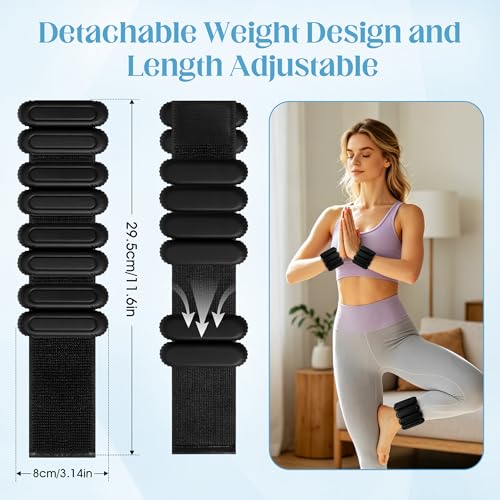 Wrist Weights for Women & Men, 2lb Silicone Wrist Ankle Weights for Pilates, Yoga, Running and Strength Training Comfortable Weighted Bracelet Arm Leg Weights for Fitness, Walking, Gym - color: Black
