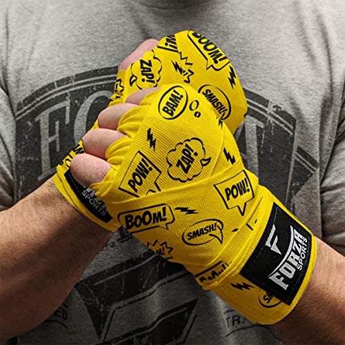 Forza Sports 180" Mexican Style Boxing and MMA Handwraps - color: Comic Book Yellow