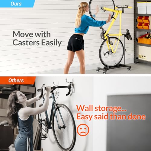 Sttoraboks Vertical Bike Stand, Freestanding Bike Rack Garage Storage Upright Bicycle Floor Stand Indoor Bike Holder with Adjustable Height for Garage & Apartment - for Wheels Sizes up to 29” - size: 1 Pack