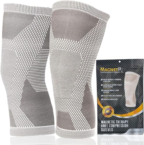 MagnetRX® Magnetic Knee Sleeve – (2-Pack) Effective Compression Knee Brace with Magnets for Knee Comfort & Recovery – Magnetic Knee Brace Support (Medium) - size: Medium (Pack of 2)