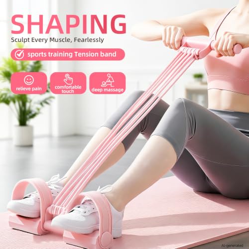 Pedal Resistance Band, 2026 Upgraded 8-Tube 3-in-1 Sit-Up Assistant, Natural Latex Portable Band for Core Abdominal, Back Stretching, Chest Expansion, Arm Training, Home Gym Yoga