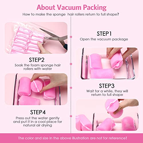 Syhood 12 Pcs Jumbo Foam Sponge Hair Rollers 1.89 Inch Soft Sleeping Curlers Flexible Large Foam Rollers and Rat Tail Comb for Hair Styling(Pink) - color: Pink