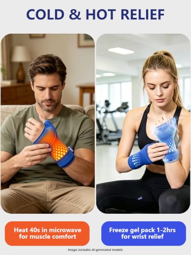 Wrist &Thumb Ice Pack Wrap -Cold&Hot Therapy Thickened Ice Gel- Hand Ice Pack & Ice Glove for Arthritis,Carpal Tunnel Relief, Tendonitis,Injuries & Recovery-Fits Men and Women (Blue, 2 Pack L/XL) - color: 2 Pack-blue, size: L/XL