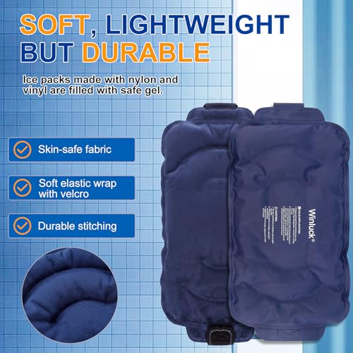 Winluck Ice Pack for Injuries Flexible Reusable Gel Packs for Shoulder Back Elbow Leg Knee Soft Large Cold Compress & Cooling Pad for Pain Relief Sports Injury 16.6 x 9.6 inch - style: 16.6 x 9.6（1 Pack）