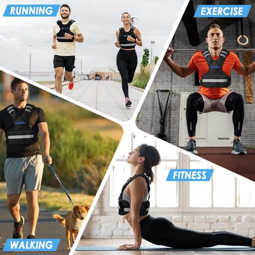 ExtreSpo Adjustable Weighted Vest for Women and Men, 4-10lb/11-20lb/20-32lb Weight Vest with 6 Ironsand Weights, Body Weight Vest Exercise Set with Reflective Strip for Strength Training and Workout