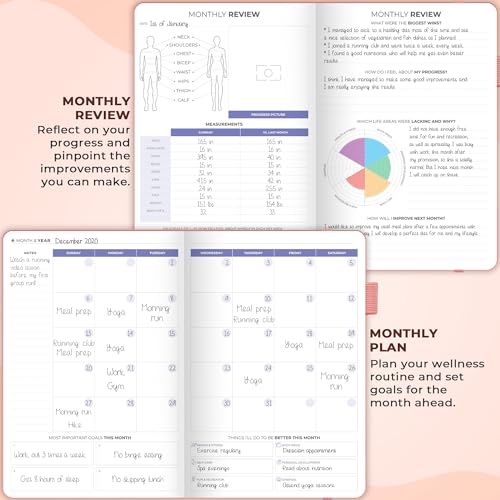 Clever Fox Fitness & Food Journal, Workout Planner, 5.8"x8.3" Light Pink | Lasts 3 months, undated hardcover exercise & weight loss journal for women, gym, diet, meal tracker, calorie counter book - color: Light Pink, size: A5 (5.8'' x 8.3'')