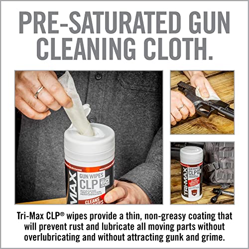 Real Avid Tri-Max CLP Gun Cleaning Wipes – 60 Pre-Saturated Cloths Clean, Lubricate & Protect Firearms – One-Step Rust Prevention, Long-Lasting Lubrication & Smooth Cycling in All Conditions