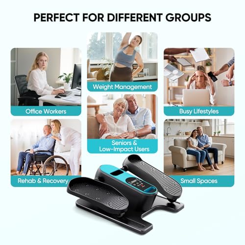 Dripex Under Desk Elliptical Machine, Electric Elliptical Leg Exerciser for Seniors, Quiet Portable Elliptical Exercise Machine, Seated Pedal Exerciser with 12 Level Speeds, Remote Control