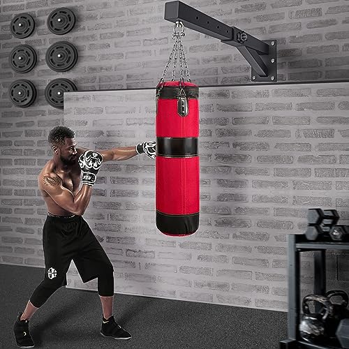 BeneLabel Wall Mount Heavy Bag Hanger, Heavy Duty Punching Bag Stand, Boxing Bag Bracket for Home Gym Indoor Outdoor, 800 LB Capacity - color: Adjustable length 17"-25" with Chain Buckle