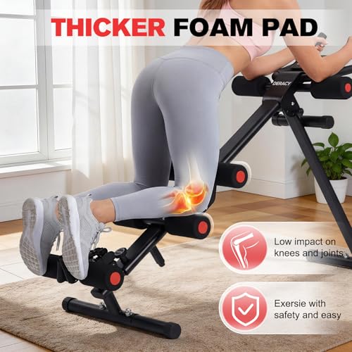 DERACY Ab Workout Machine Adjustable Ab Trainer Abdominal Trainer for Home Gym Foldable Ab Crunch Machine for Core 440 LBS - color: Black - Red