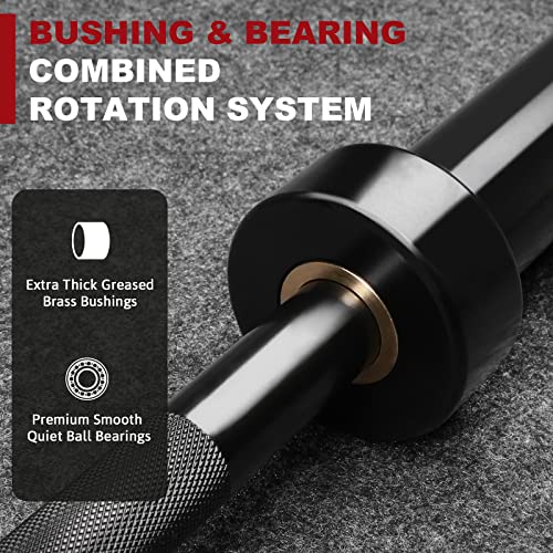 LIONSCOOL Premium 4ft/4.9ft/6ft Barbell for Strength Training and Olympic Weightlifting, 2 Inch Weight Bar for Squats, Curls, Deadlifts, Presses, Hip Thrusts, 350lbs/500lbs Capacity - color: Black, size: 4.9 ft