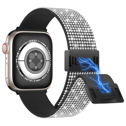 LETOID Stretchy Bands for Apple Watch Band Women Men Adjustable Solo Loop | Skin-Friendly Elastic Nylon Replacement Strap, iWatch Series 11 10 9 8 7 6 5 4 3 2 1 SE Ultra 49 46 45 44 42 41 40 38mm - color: Magnetic Clasp - Midnight Black, size: 38mm/40mm/4