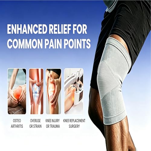 Bamboo Knee Sleeves for Women Knee Pain, One Pair Bamboo Knee Compression Sleeve (1 Pair- Gray, Medium) - size: Medium