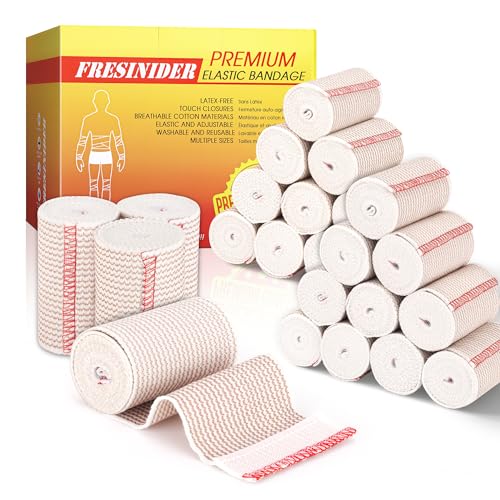 FRESINIDER Premium Elastic Bandage Wrap, 24 Pack 3" Cotton Latex Free Compression Bandage Wrap with Touch Closure at Both Ends, Support & First Aid for Sports, Medical, and Injury Recovery - color: 24 Pack X 3 Inches