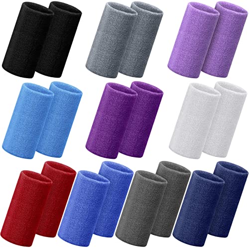 Lenwen 4 Inch Wrist Sweat Bands for Men Women Absorbent Tennis Wristbands Cotton Terry Cloth Sports Wrist Sweatbands for Tennis Basketball Football Running Gym Workout - color: Classic Color
