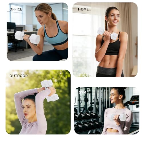Adjustable Dumbbell Set of 2 Total 20 Lbs 4-in-1 Each 4lb 6lb 8lb 10lb 1s-Adjust Dual-Stable Free Weights for Women Men Home Gym Outdoor Workouts - color: White [20LBS Total]