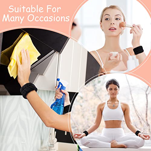 Chuangdi 4 Pairs Wrist Bands for Washing Face Wrist Spa Microfiber Wash Towel Band Scrunchies Absorbent Wristbands Sweatband for Women Prevent Liquid from Spilling(Black) - color: Black