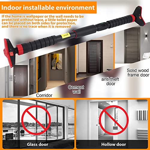 27-42 Inch Tension Pull Up Bar for Doorway with Level Meter, 27-42 Inch Adjustable Width Door Frame Pull Up Bar, Heavy Duty 440 LBS Home Gym Strength Training, No Screw or Drilling Installation