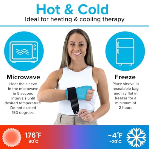 Arctic Flex Wrist & Thumb Ice Pack Wrap - Extra Strength Hot & Cold Therapy | Reusable Hand Freeze Sleeve - for Arthritis, Carpal Tunnel, Surgery, & Pain Relief (Fits Left & Right) - color: Blue, size: Small