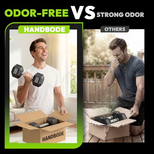 HANDBODE Rubber Coated Hex Dumbbell Set with A-Frame Rack, 100 lb - 600 lb Multiple Options Weight, Hexagon Non-Rolling Shape, Ergonomic Knurled Handle, Home Gym Equipment for Strength Training - style: 170 lb (5, 10, 15, 25, 30 lb) X 2 & Rack