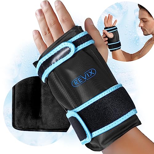 REVIX Hand Ice Pack Wrap for Discomfort Reducing, Reusable Gel Ice Pack for Wrist Relaxation, Promoting Flexibility and Mobility by Cold Compression Therapy, Black - style: Black