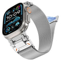 WINGLE Milanese Loop for Apple Watch Band Ultra 3/2/1 Band Ultra 49mm Series 11 10 46mm 45mm 44mm SE 3/2/1 Series 9 8 7 6 5 4 3 Men Women,Parachute-Style Buckle Stainless Steel Mesh Metal iWatch Bands - color: Magnetic Metal Mesh Loop-Silver