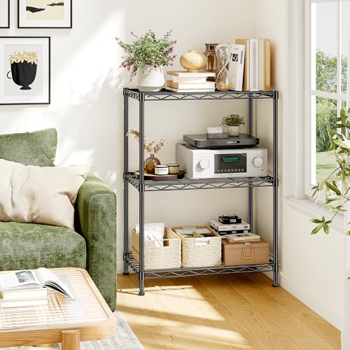 DurayLoly 3 Tier Metal Wire Storage Shelves,Adjustable Small Wire Shelving Unit,Utility Storage Rack for Kitchen,Bedroom,Laundry Room,Pantry & Office,17.7”Wx11.8”Dx35.4”H,Black,2pc - size: Black-17.7”W × 11.8”D × 35.4”H（2P）
