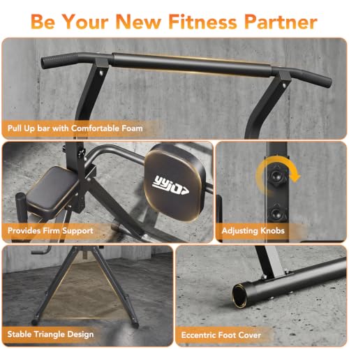 YYJO Foldable Pull Up Bar Free Standing Multi-function Power Tower Dip Bar with Assistance Bands Home Gym Strength Training Equipment - color: Black 03