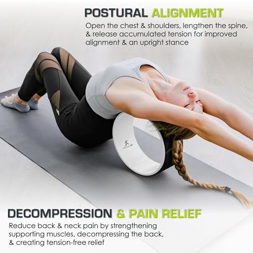 ProsourceFit Yoga Wheel Prop 12” for Improving Yoga Poses, Backbends, Flexibility, Balance, Stretching, Relaxation - color: Black/White
