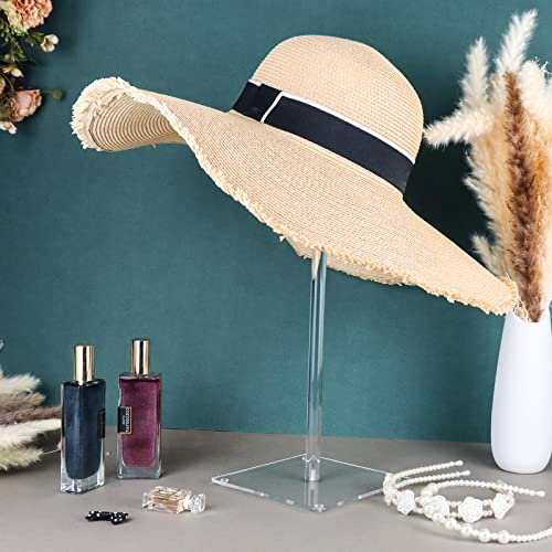 Acrylic Hat Stand and Wig Display Rack, 2pcs 17" Clear Hat Stands for Display, Adjustable Height Hat Holder, Square Barbell Base Display, Hat Rack Stand for Display Jewelry Watch Helmets - size: Square Base