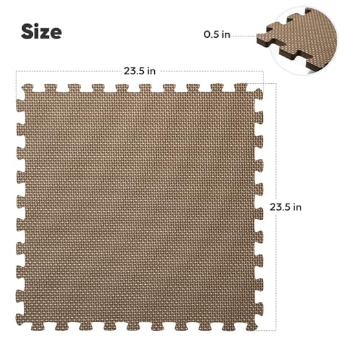 16 Pack 64 sqft Home Gym Mat, Puzzle Exercise Mat, EVA Interlocking Foam Floor Tiles for Home Workout Equipment and Kids' Play Areas - Blue, 24 in x 24 in x ½ in - (Brown, 16 Pack(64 SQ FT)) - color: Brown, size: 16 Pack(64 SF)