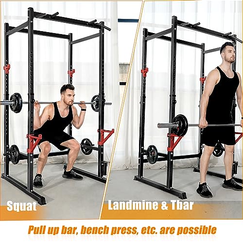 Bongkim Power Rack, Rack Cage for Weight Training, Adjustable Squat Stand Rack for Home Gym Equipment, Lifting Cage with 660lb Capacity - color: Black