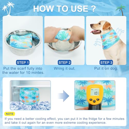 BEAUTYZOO Dog Cooling Bandana for Medium Large Dogs, 2 Pack Instant Cooling Bandanas Breathable Cooling Ice Towel Neck Wraps, Pet Scarf Keep Dogs Cool in Hot Summer,Leaf L - color: Leaf + Ripple Green, size: Large(Neck Girth:14-23in)