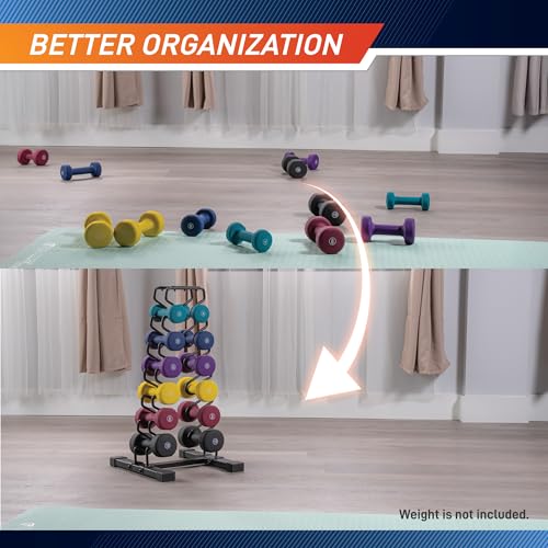Marcy Strength Training Dumbbell Rack, Wire Frame Minimalist Dumbbell Storage - color: Black - 6 Tier