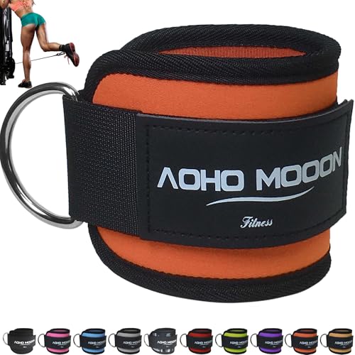 AOHO MOOON Ankle Strap (1 Pieces) for Cable Machine Women - Gym Workout Leg Strap, Premium Padding Ankle Cuffs, Glute Kickback Exercises Equipment, Pulley Attachment, One Size Fit All - color: Orange