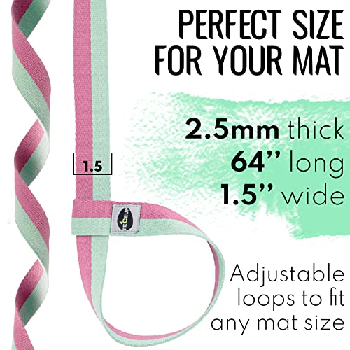 TECEUM Yoga Mat Strap – Extra Soft & Thick Cotton Carrier for All Mats | Adjustable Skin-friendly & Non-Slip Mat Holder Sling in 30+ Colors [Mat Not Included] - color: Lavander Green, size: 64 IN