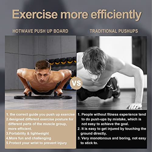 HOTWAVE Push Up Board, Portable PushUp Board, Foldable 20 in 1 Push Up Bar | Multifunctional Pushup Handles for Floor, Professional Strength Training Equipment For Men and Women at Home Gym - color: Black