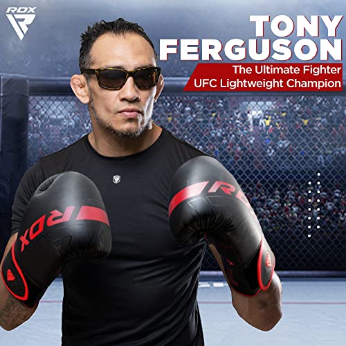 RDX Boxing Gloves, Pro Training Sparring, Maya Hide Leather, Muay Thai MMA Kickboxing, Men Women Adult, Heavy Punching Bag Focus Mitts Pads Workout, Ventilated Palm, Multi Layered, 8 10 12 14 16 18 Oz - color: BLACK, size: 8 OZ