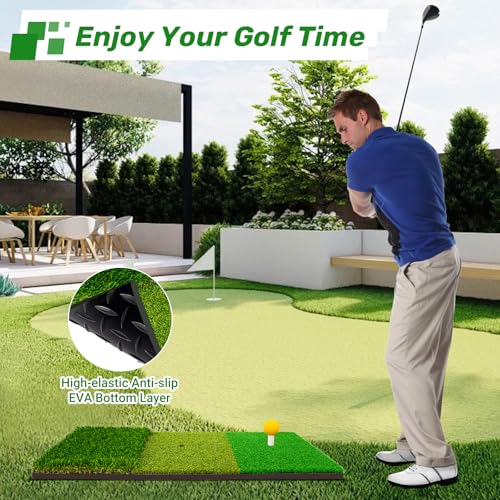 LYDARZ Portable & Foldable Golf Practice Mat – Dual-Turf Golf Hitting Mat for Indoor & Outdoor Swing and Chipping – Fairway & Rough Turf Golf Training Mat for Backyard and Home